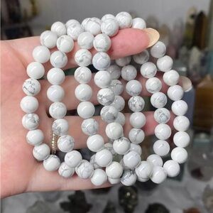 Howlite Beaded Crystal Stretch Bracelet - 8mm 1pc